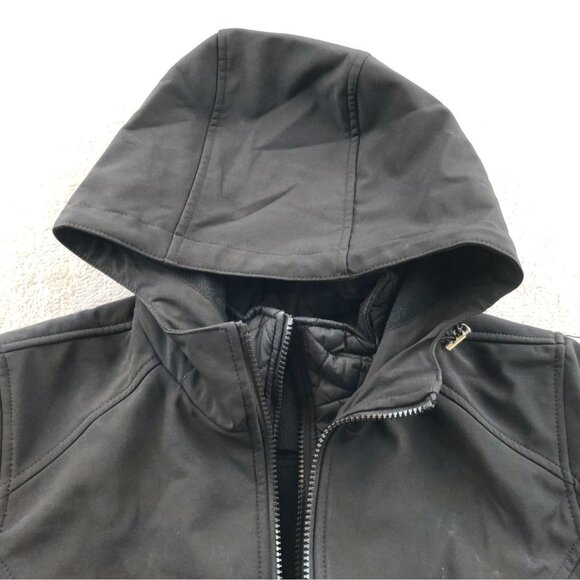 Lauren Ralph Lauren Womens Jacket Medium Quilted Bib Hooded Softshell Black - Picture 13 of 16